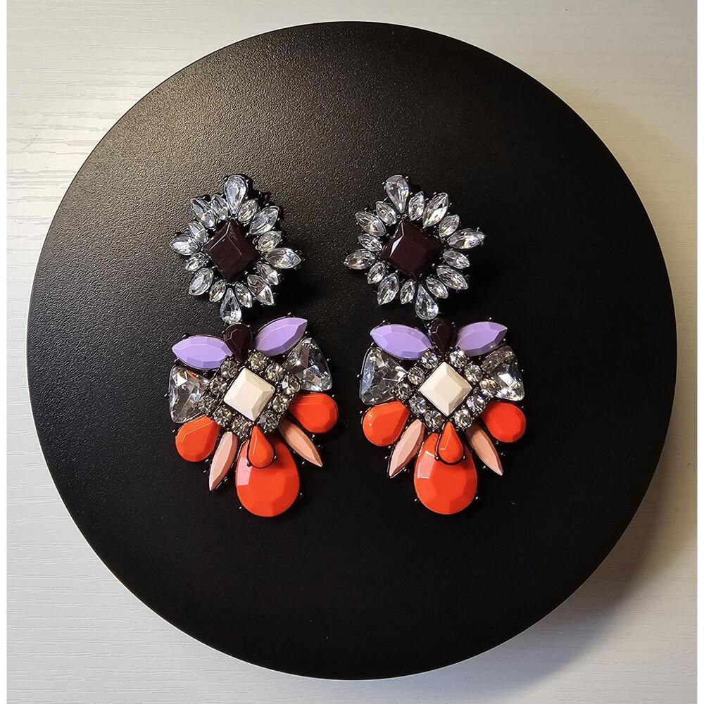 Colorful Rhinestone Statement Bib Earrings